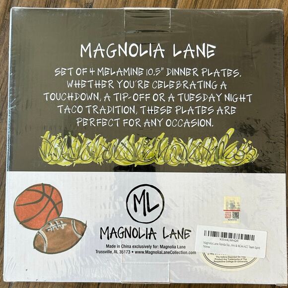 Florida State Seminoles 10.5" Melamine Dinner Plates SET of 4 by Magnolia Lane - Picture 4 of 4